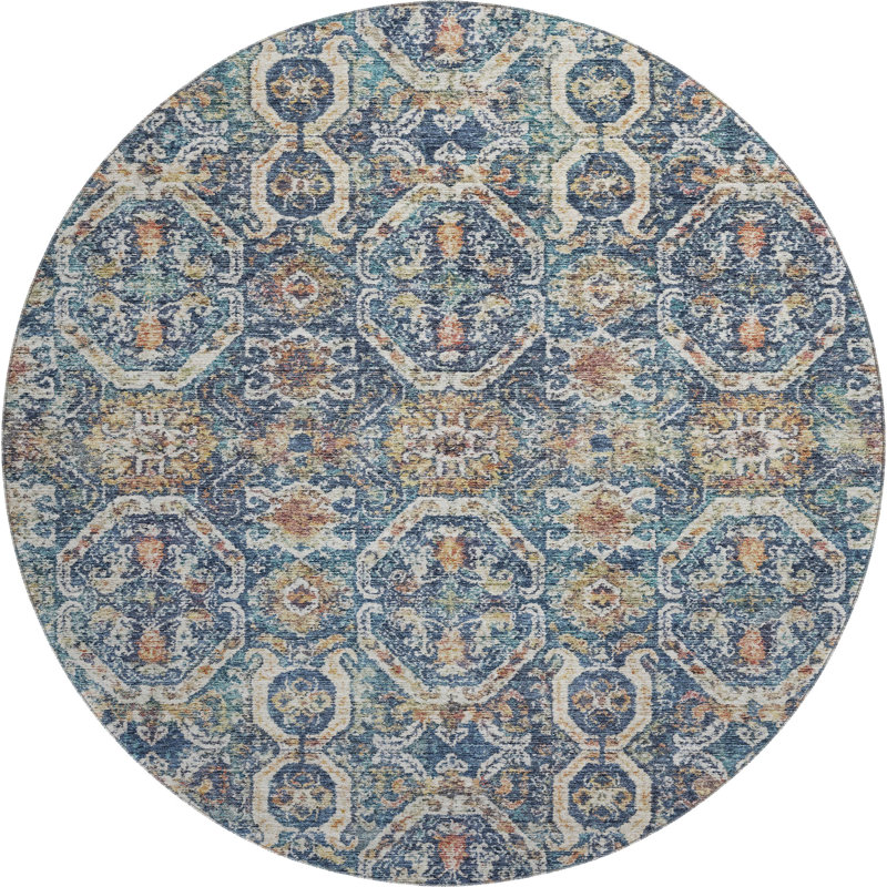 Premium Machine Washable Lyndhurst AMF1181 Global Rug, Round 8'