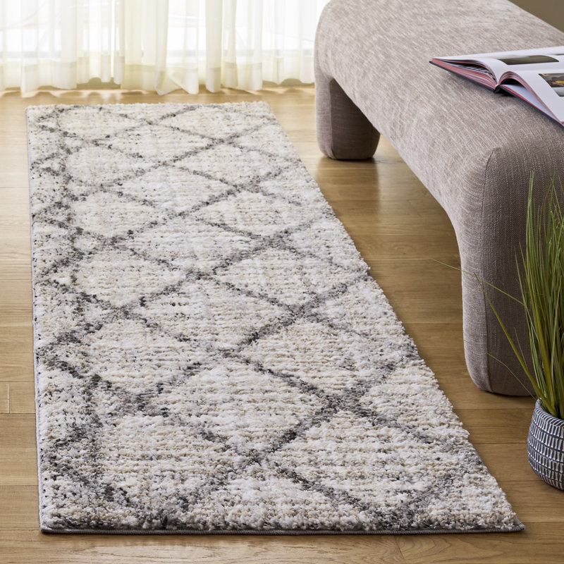 Tapis d'intérieur à poils longs Everett, Tapis de couloir 2 pi 3 po x 8 pi