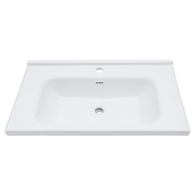 32" W x 20" D Rectangular White Ceramic Single Bathroom Vanity Sink Top with Overflow (Sink Only)