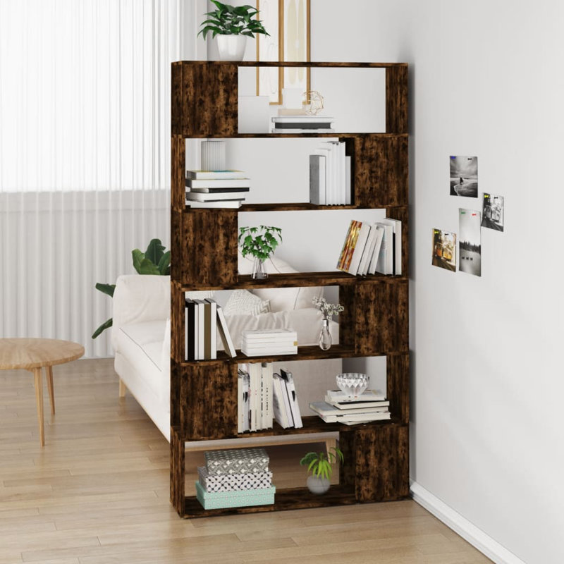 Eslow 188cm H x 100cm W Standard Bookcase, Smoked Oak
