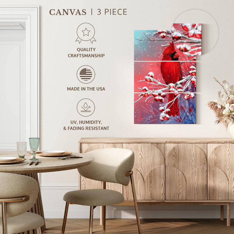 Brampt Winter Red Cardinal, 74" H x 48" W