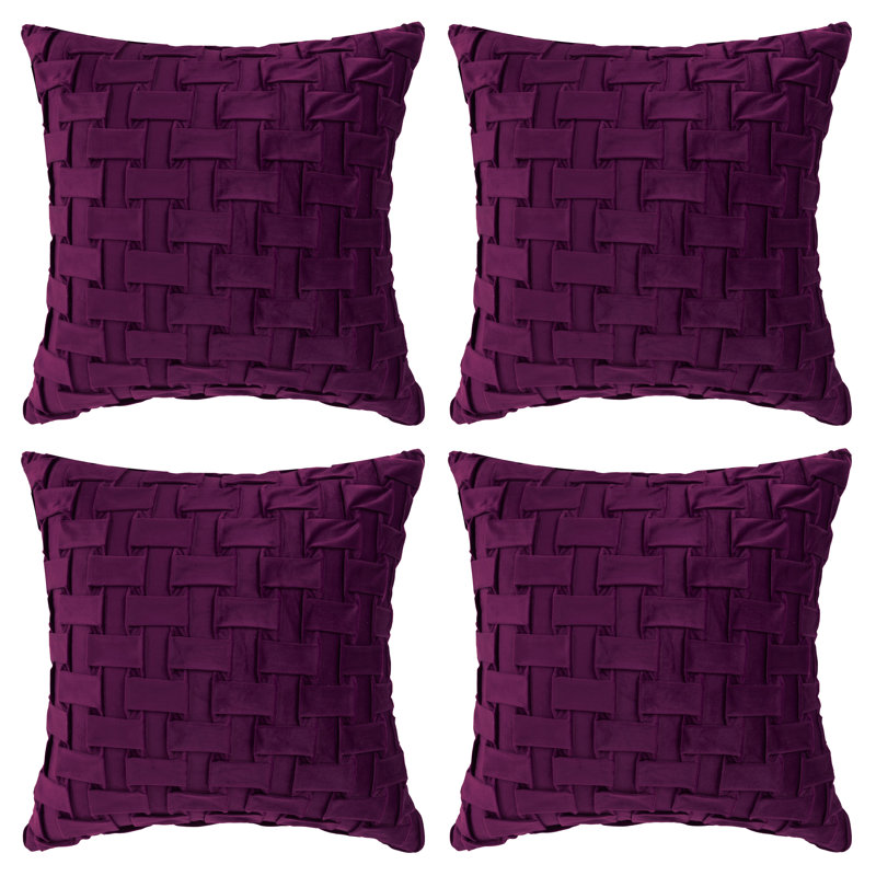 Geometric Velvet Throw Pillow, Polyester/Polyfill, Purple