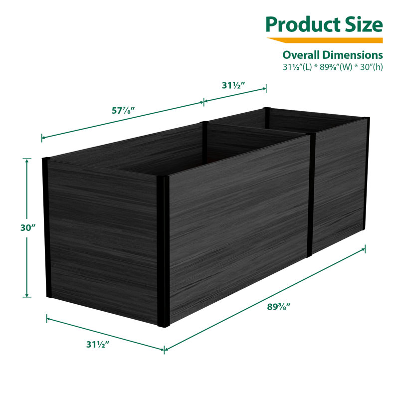 Modular Raised Garden Bed With Rectangular & Square Planter Boxes（No bottom panel）, Black