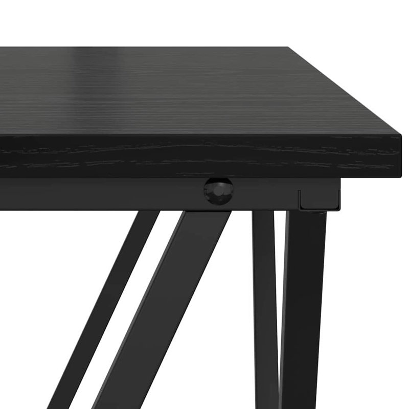 Side Table Set 2 pcs Engineered Wood and Steel Living Room Furniture, Black