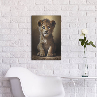 «Baby Lion 1» par Momart, art mural en métal, 16 po x 24 po