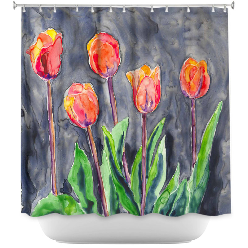 Rideau de douche simple tulipes