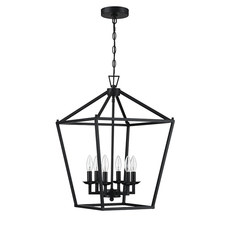 Lustre géométrique à 6 lumières Gurjit, Noir