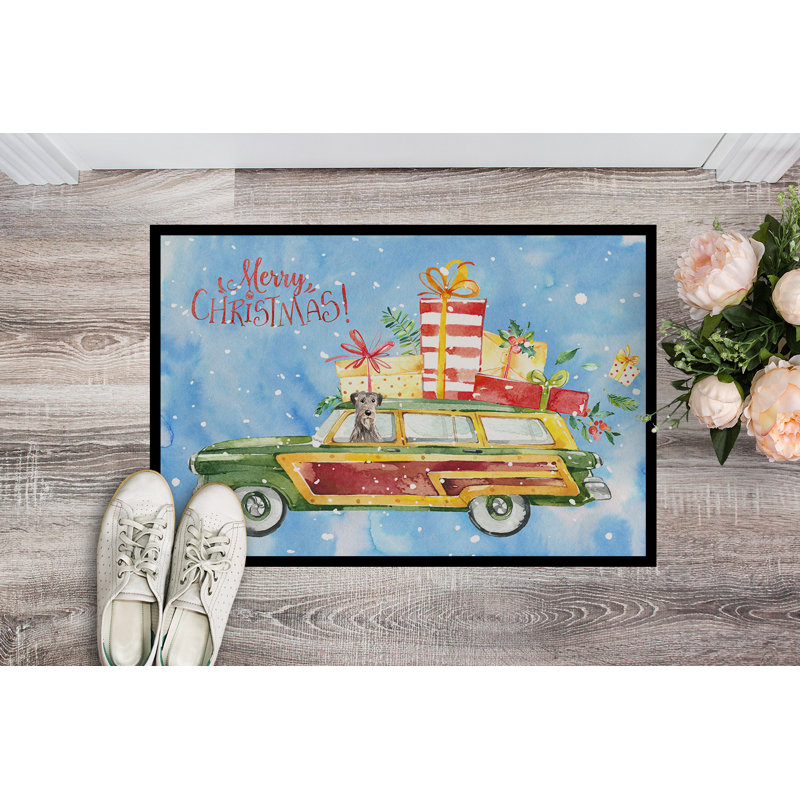 Trishelle Non-Slip Christmas Outdoor Doormat, 0.2" H x 36" W x 24" D, Irish Wolfhound