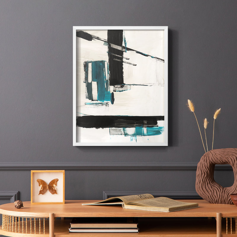 «Geometric Notes II», reproduction encadrée - bois massif, Blanc, H 10 po x l 8 po