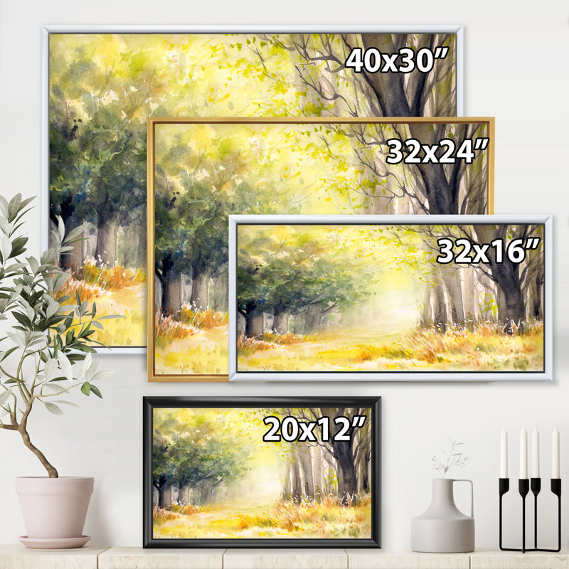 «Bright Sunshine Through The Forest Trees IV», reproduction sur toile flottante, H 12 po x l 20 po x p 1 po, Noir