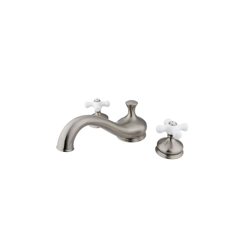 Double Handle Deck Mounted Roman Tub Faucet, Satin Nickel