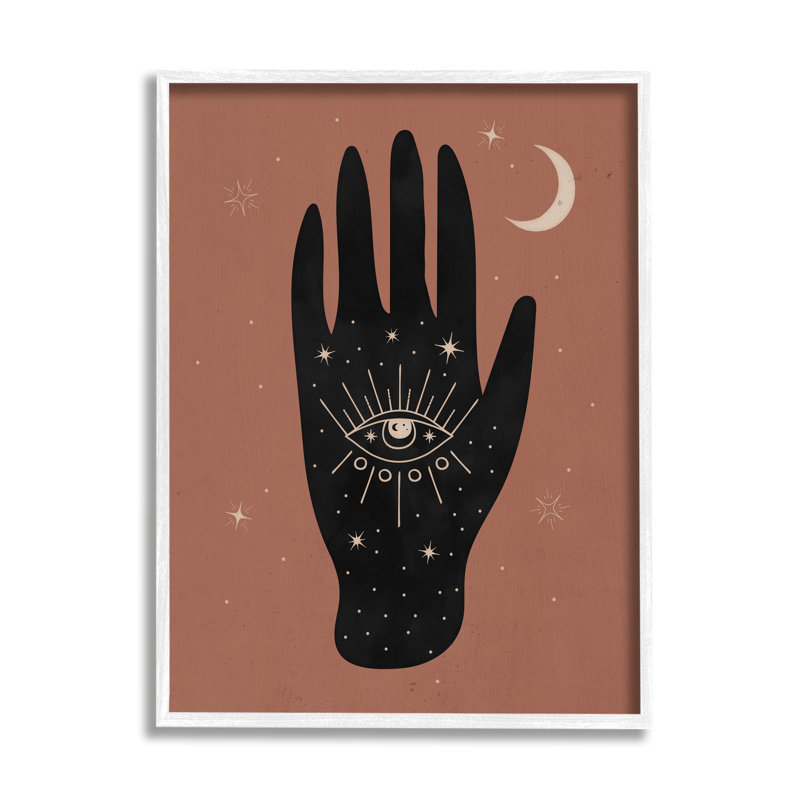 Céleste bohème chic à la main, H 11 po x l 11 po x P 1,5 po, Giclée encadrée blanc bord de mer