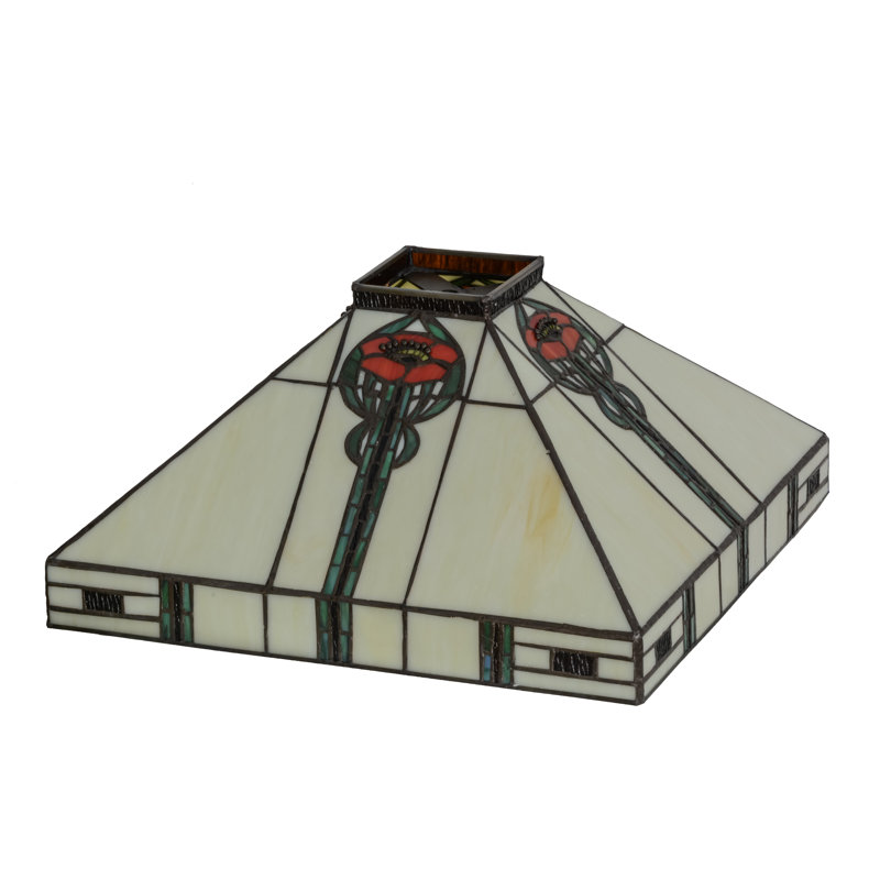 Abat-jour fantaisie en verre 7 po H beige / vert / rouge