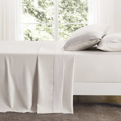 Ensemble de draps en bambou à ourlet gaufré 1800 fils 4 pièces