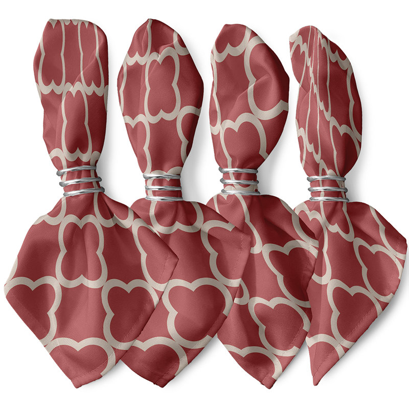 Charlicia Polyester Geometric Square Napkin, Coral