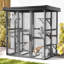Enceinte d'extérieur pour chat avec couvercle, grande porte d'entrée pour chat, parc pour chat en bois