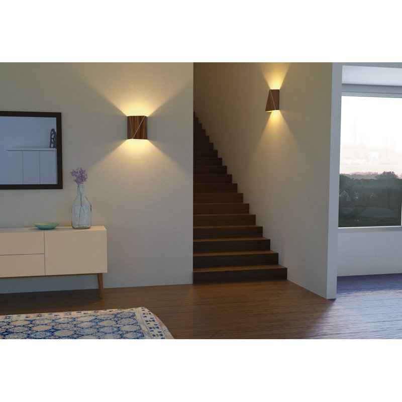 Plafonnier encastré 1 lumière Calx, Noyer / laiton brossé, 2700 K
