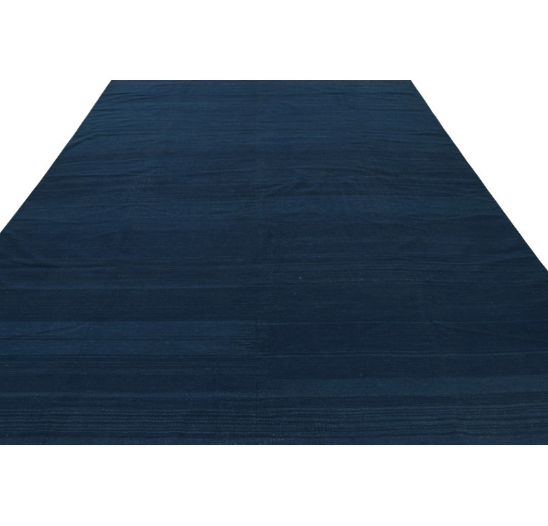 Cotton Geometric Area Rug in Blue, Rectangle 12' x 15'