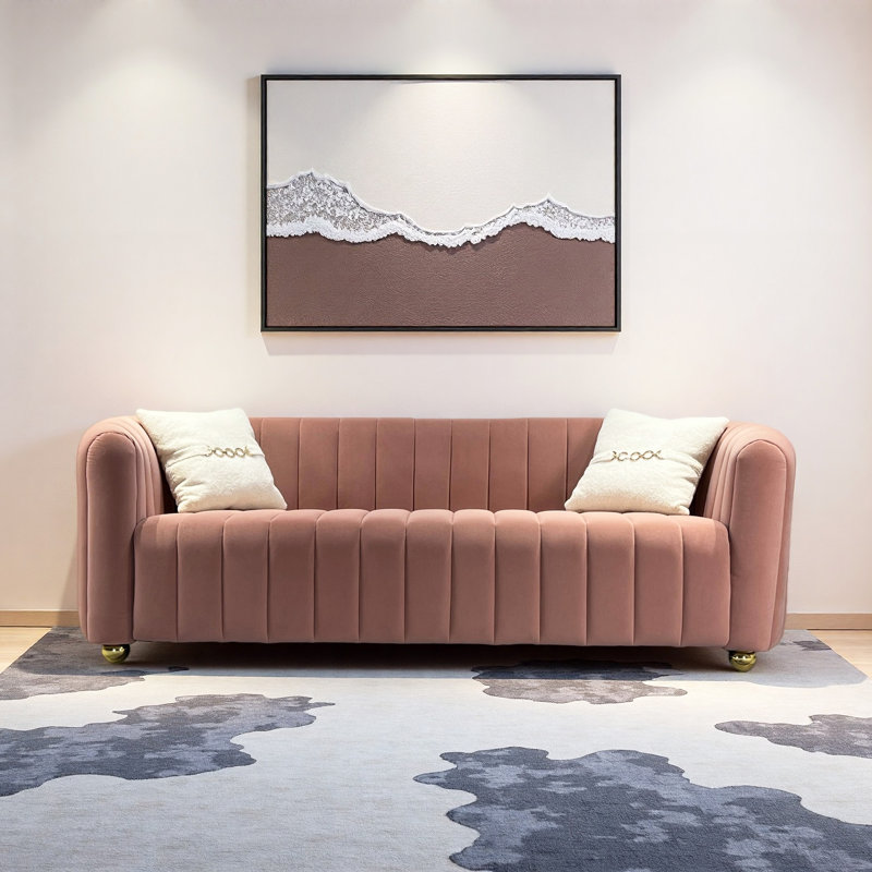 Upholstered 83.46'' Sofa, Pink