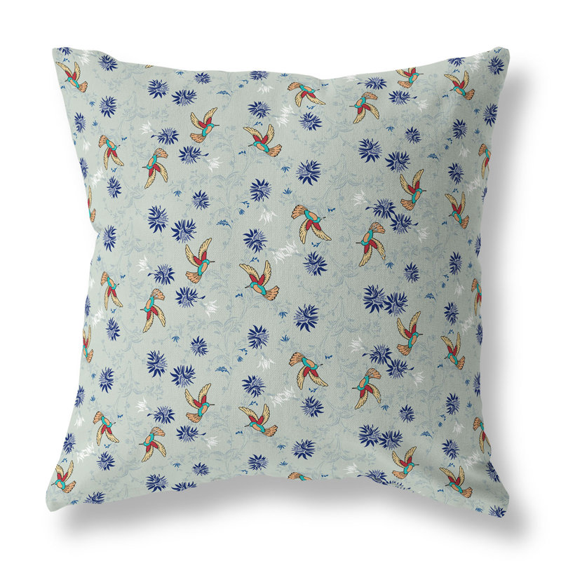 Coussin réversible Songbird Flora Parade, H 16 po x l 16 po, Bleu / vert