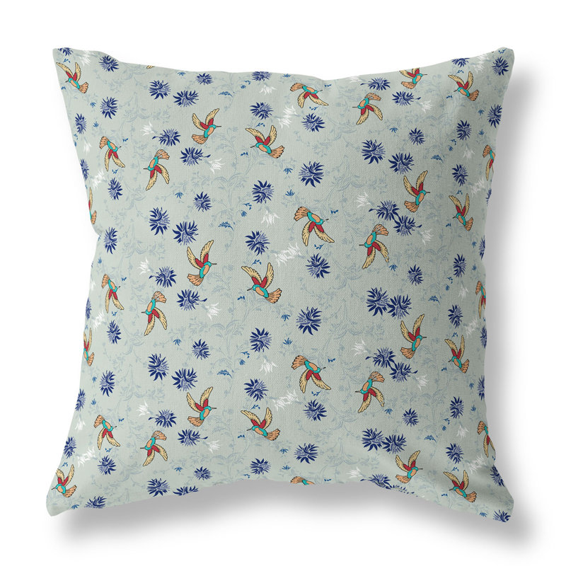 Coussin réversible Songbird Flora Parade, H 18 po x l 18 po, Bleu / vert