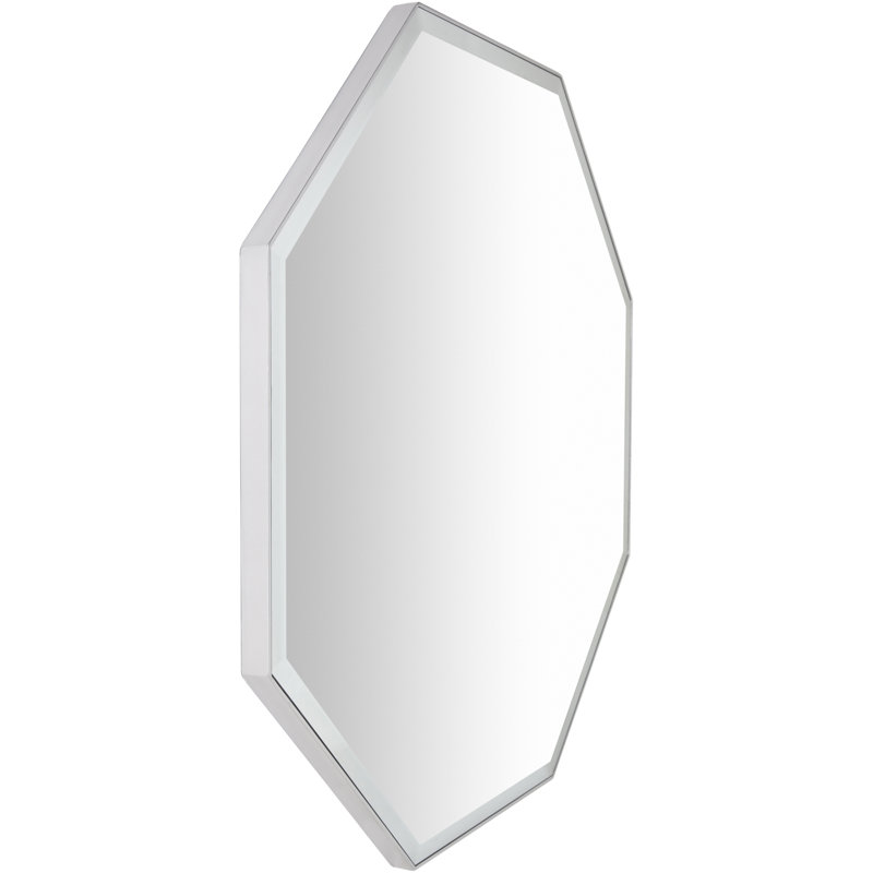 Manfredi Wood Flat Wall Mirror, Silver
