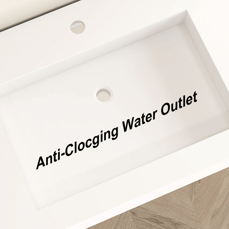 Lavabo de salle de bain rectangulaire à surface solide blanc mat 18,9 "pour hôtel, restaurant FRALIMK, Robinets monotrou