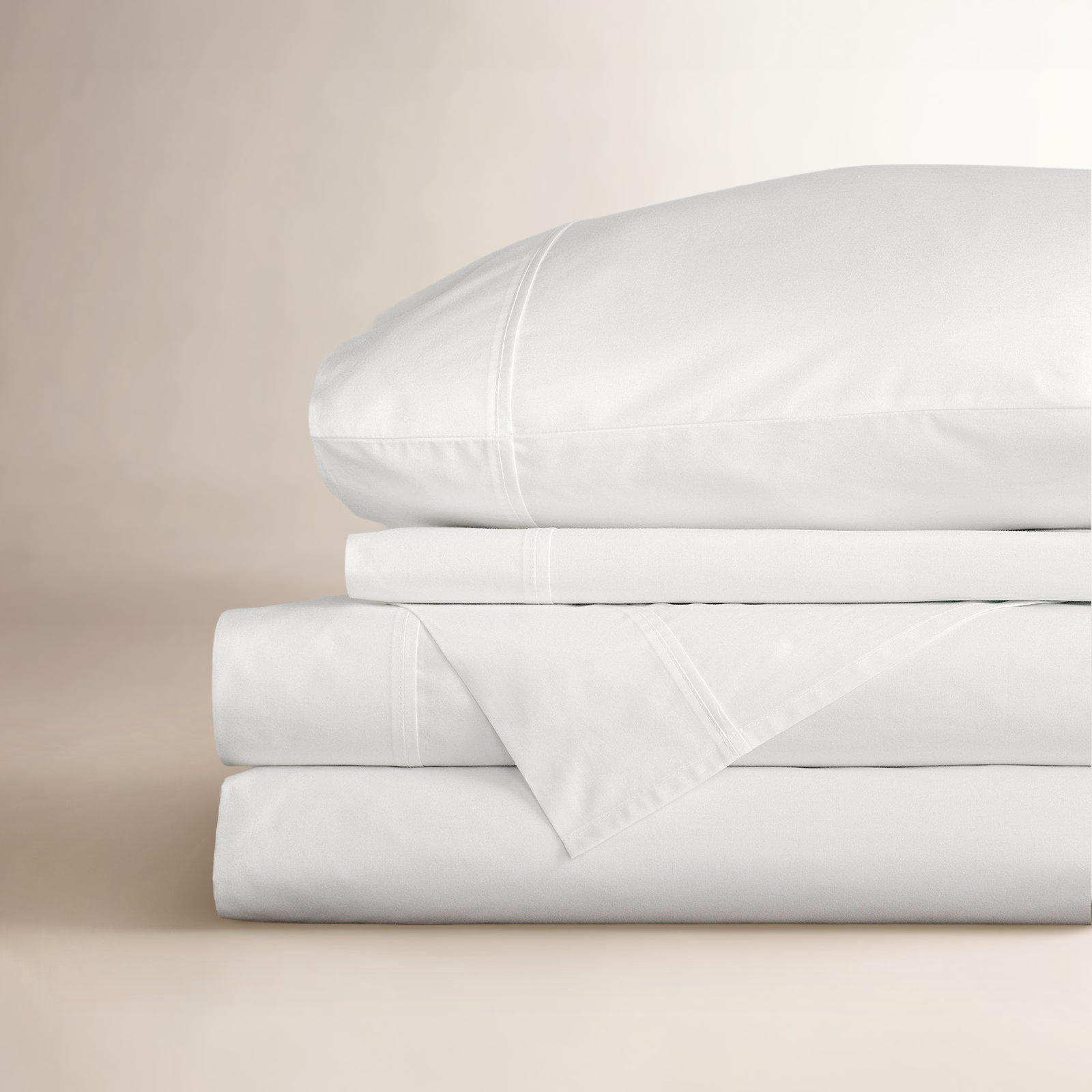 Emrik Brushed Organic Cotton Percale Sheet Set, Queen, White