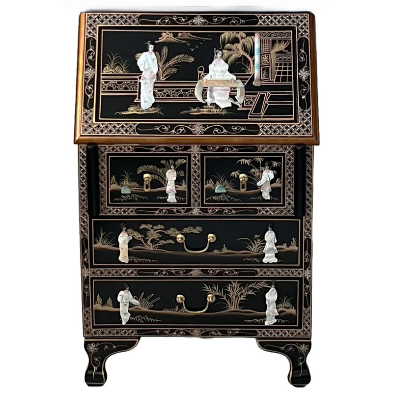 Mother of Pearl Hand Painted Writing Bureau Secretary Desk