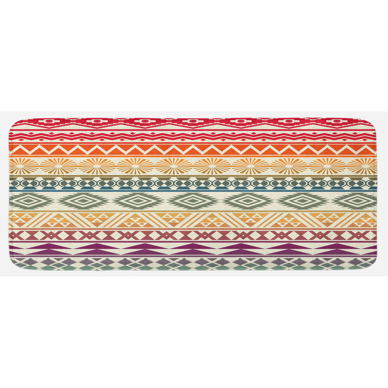 Eclectic Striped Synthetic Kitchen Mat