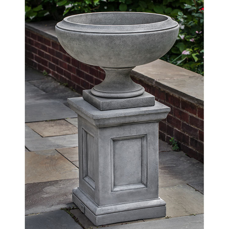 Jensen Cast Stone Urn Planter, Alpine Stone, 16" H x 23" W x 23" D