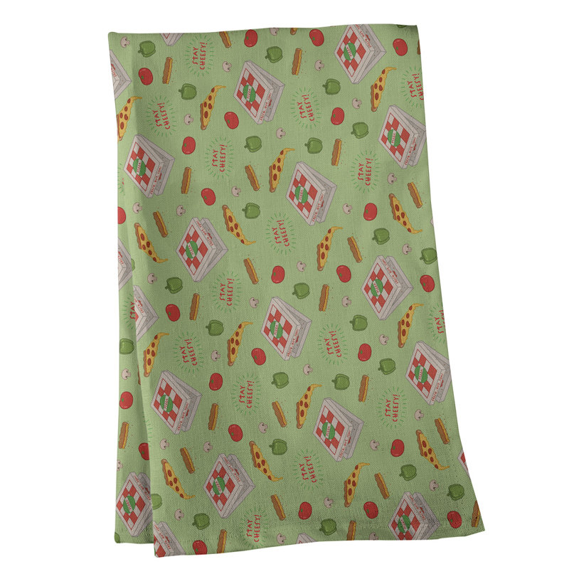 Torchon à motif de pizza, Polyester sergé, Vert