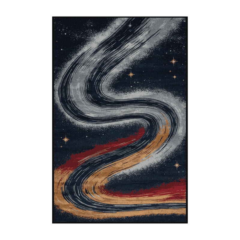Machine Washable Space Gray Area Rug, Rectangle 5' x 7'
