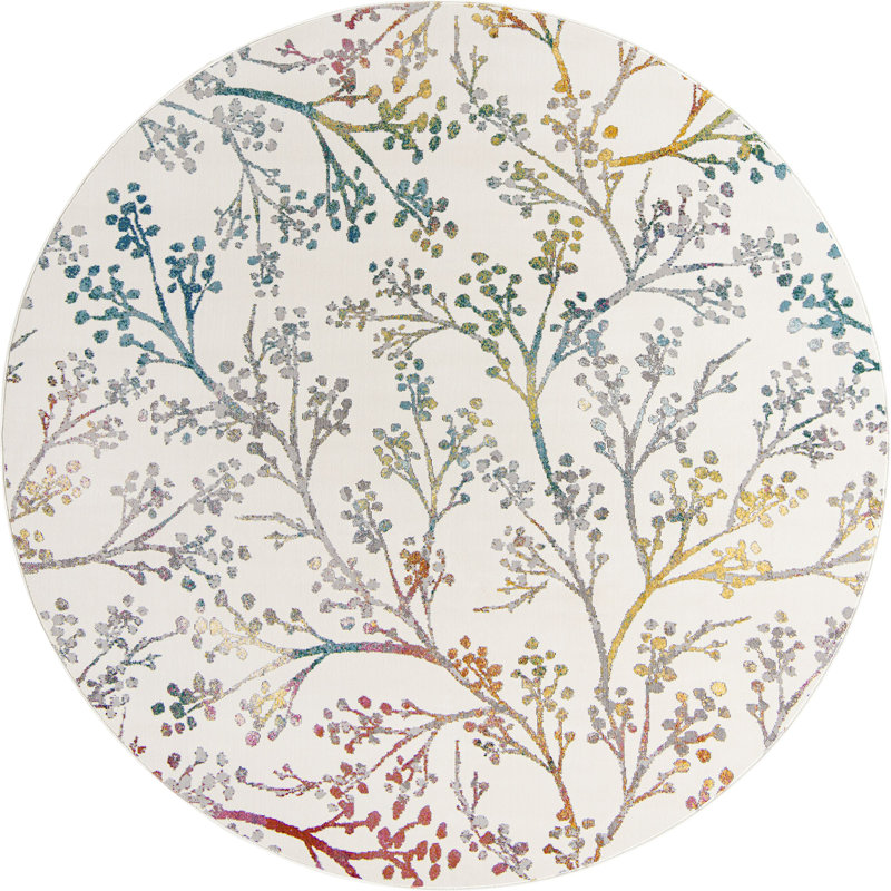 Tapis campagnard et floral de couleur beige / bleu sarcelle, Rectangle 5 pi 3 po x 7 pi 10 po