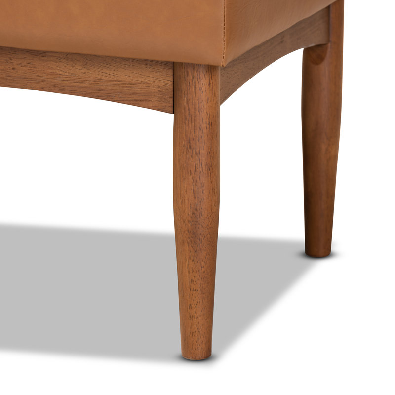Faux Leather Upholstered Bench, Tan/Brown