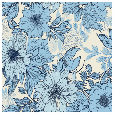 Blue Floral Illustration Comforter