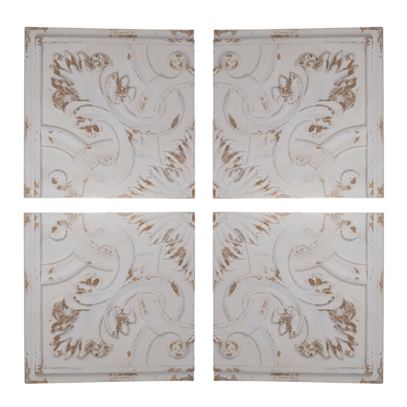 S/4 Distressed Wooden Square Wall Panels, 17.5X17.5"