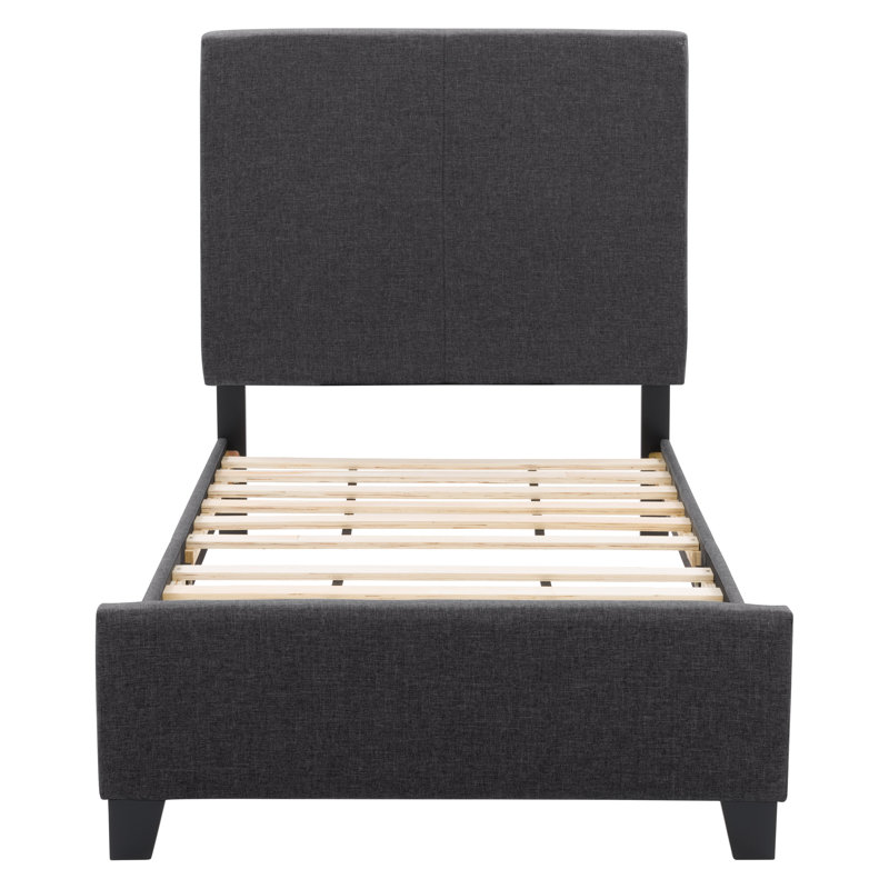 Upholstered Bed, Twin, Black