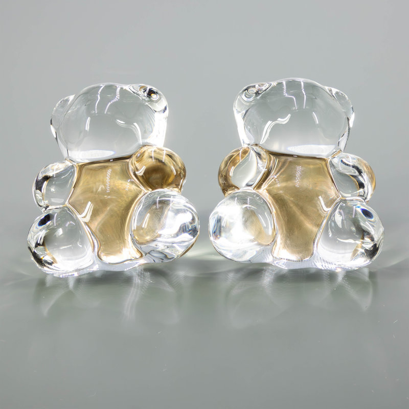 Sculptural Glass Teddy Bear Cabinet Knob with Solid Brass Core