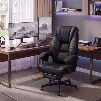 Fauteuil de jeu ergonomique avec accoudoirs réglables et repose-pieds rétractable