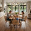 5-Piece 35'' Square Dining Set with Rattan Back Cushioned Chairs