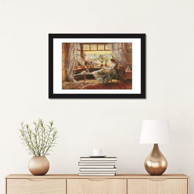 «Reading By The Window, Hasti», reproduction d'impression sur toile tendue