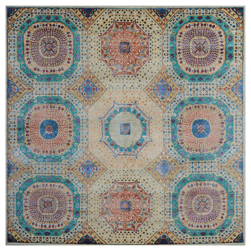 Hand Knotted Geometric Area Rug