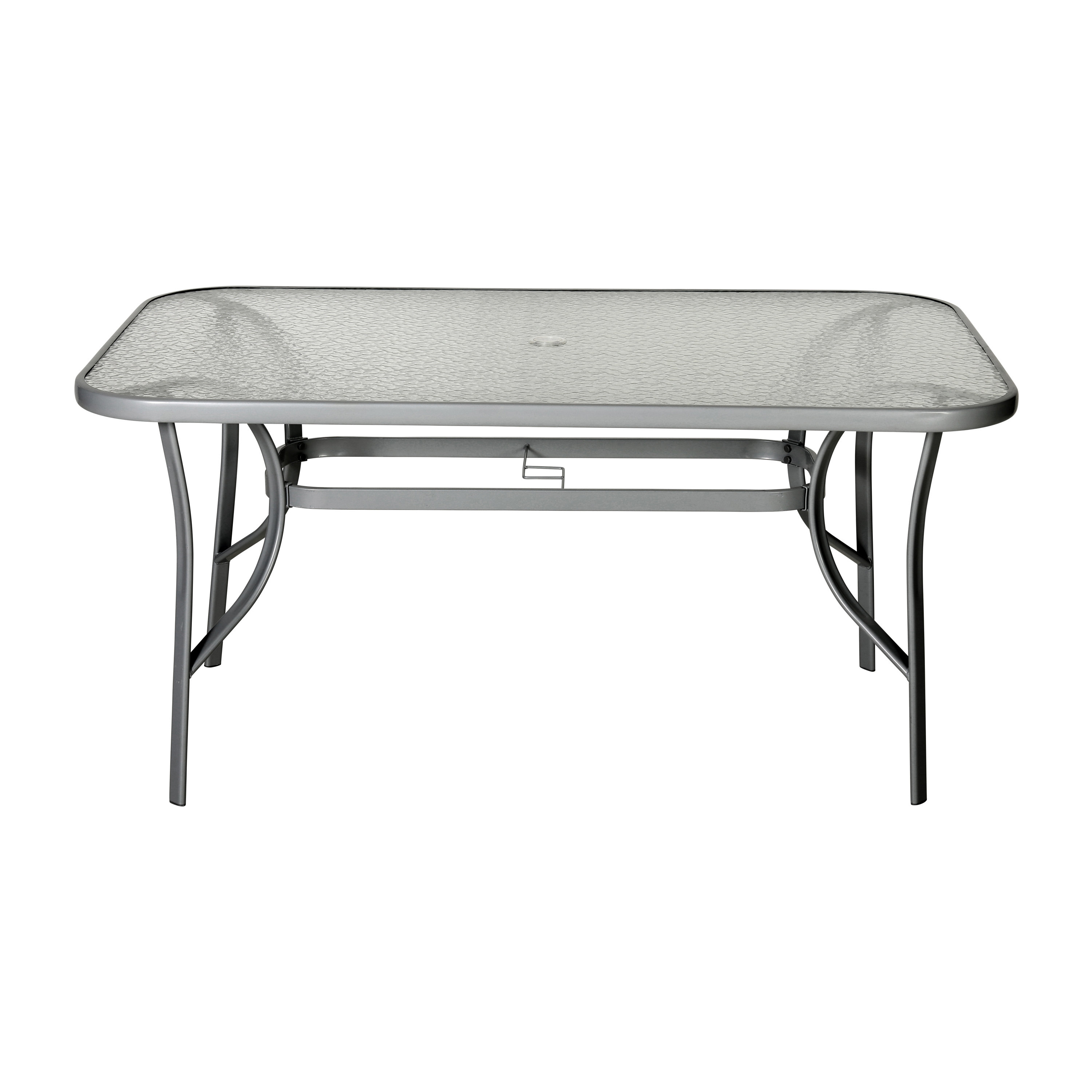 Winston Porter Niagara Commercial Tempered Glass and Steel Patio Table ...