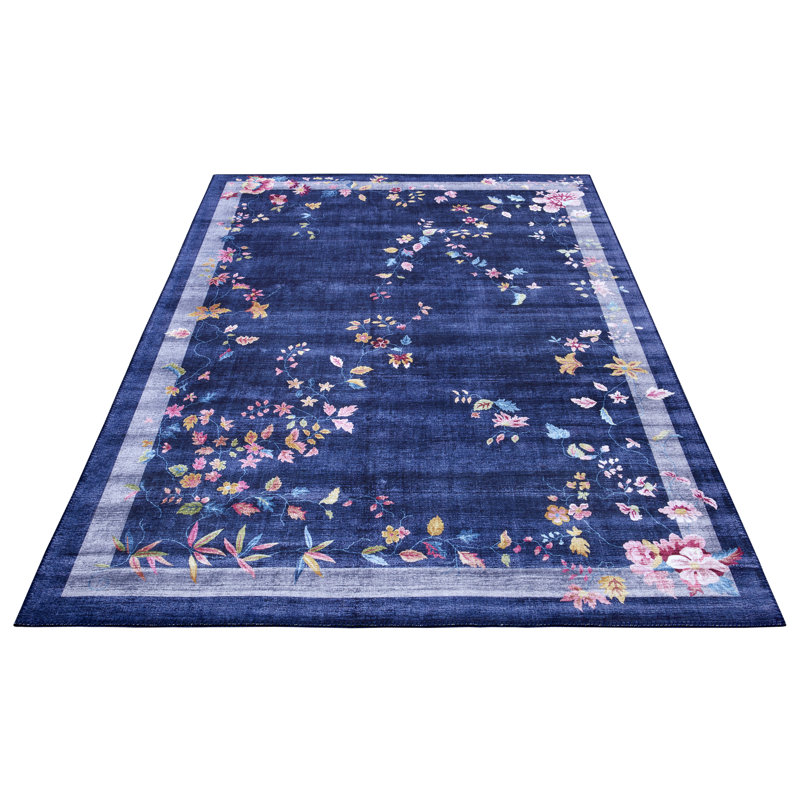 Machine Woven Dark Blue Rug, Rectangle 120 x 160cm