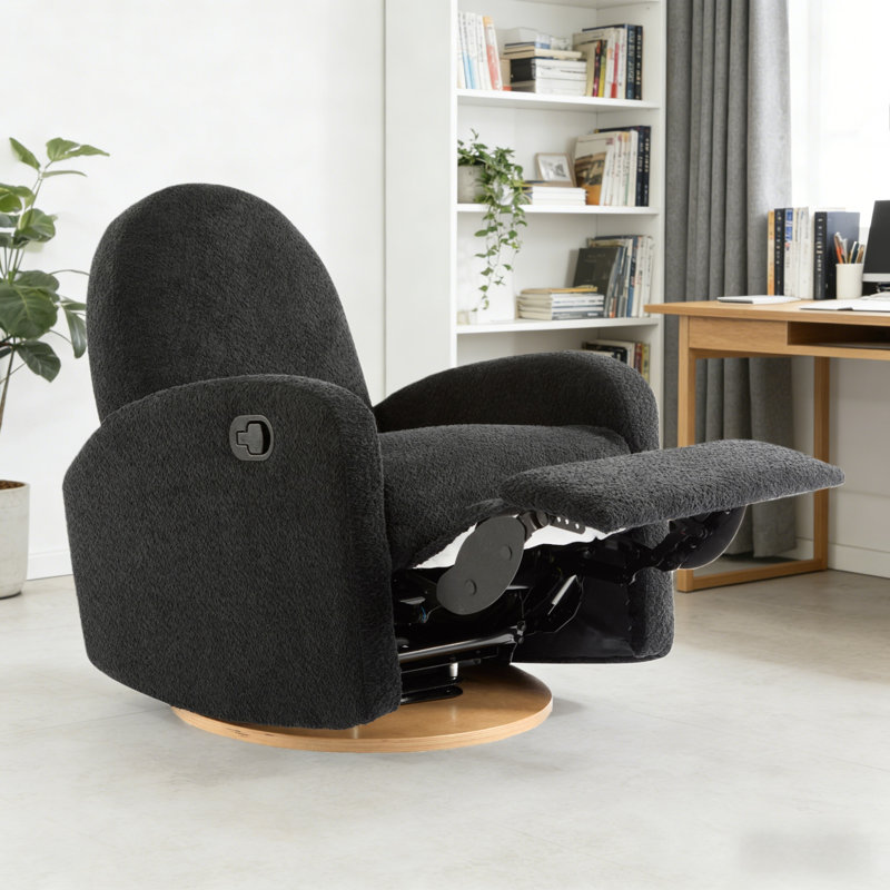 360 Swivel and Glider Recliner Chair-Black, Black
