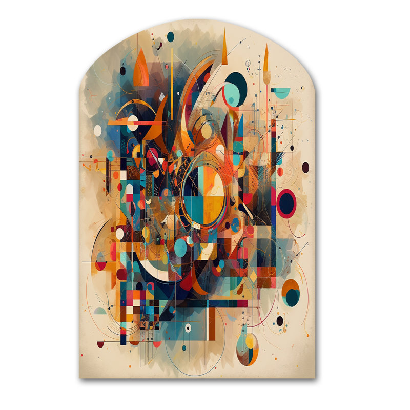 Orange orange, ambiance rétro V - décoration murale géométrique abstraite asymétrique, H 43 po x l 33 po