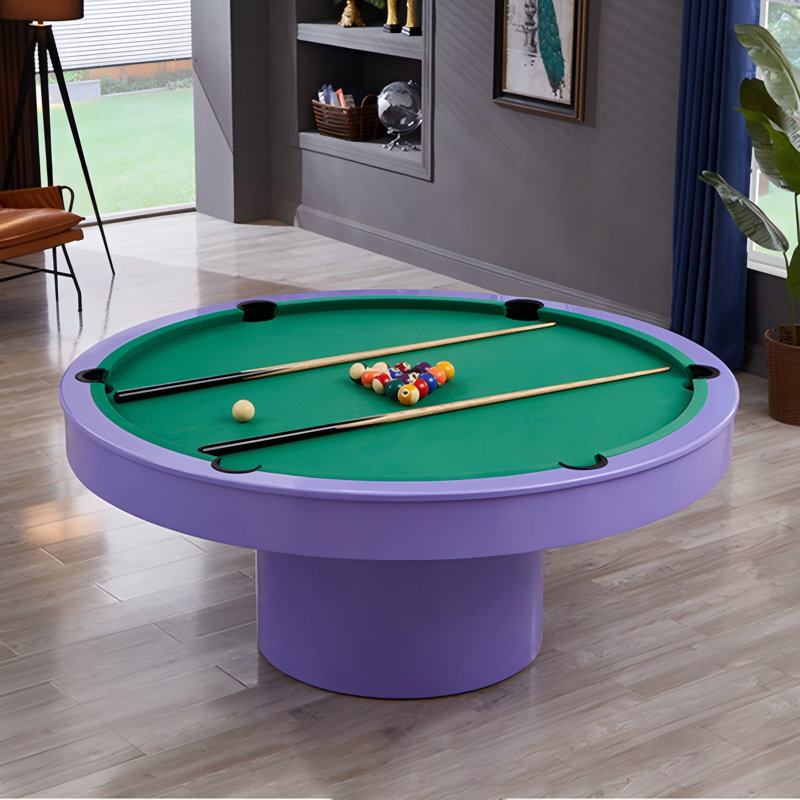 Table de billard de luxe ronde 2 en 1 avec plaque de recouvrement 62,99 po, 62.99" L x 62.99" W x 31.5" H, Purple