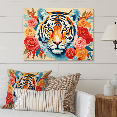 Portrait de tigre rose et orange