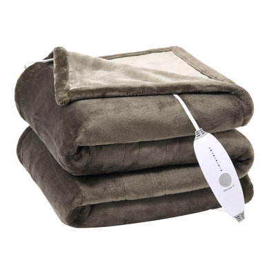 Queen Size Heated Blanket Electric Throw with Dual Control, Reversible Flannel Heating Blanket with 5 Heat Settings & 10H Auto Shut Off, Teal, 84"x90"